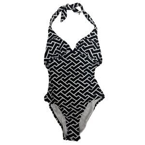 NEW Sabina Swims Lola One Piece Swimsuit Size 1 - Black & White